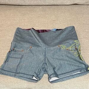 INKnBURN Gray Jean Shorts with Yellow Accents